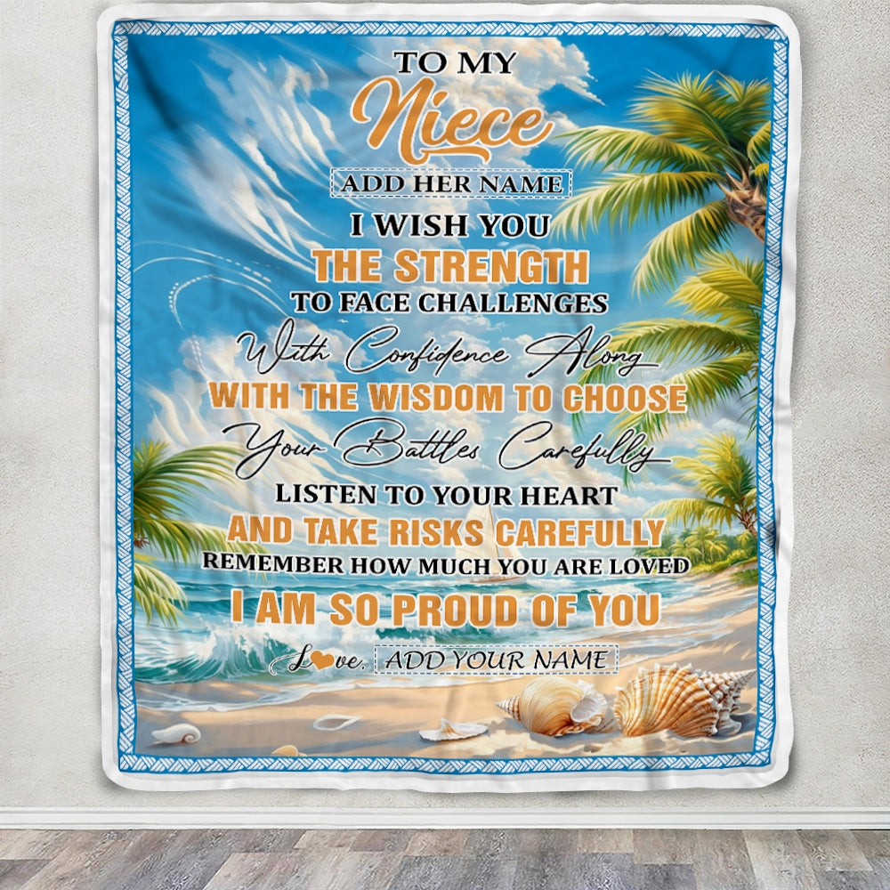 Personalized To My Niece Gifts Blanket From Aunt Uncle Auntie I Wish You The Strength Beach Niece Birthday Gifts Christmas Graduation Custom Fleece Blanket | teecentury