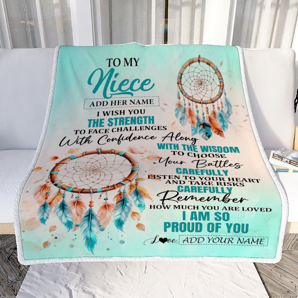 Personalized To My Niece Gifts Blanket From Aunt Uncle Auntie I Wish You The Strength Dream Catcher Niece Birthday Gifts Christmas Custom Fleece Throw Blanket | teecentury