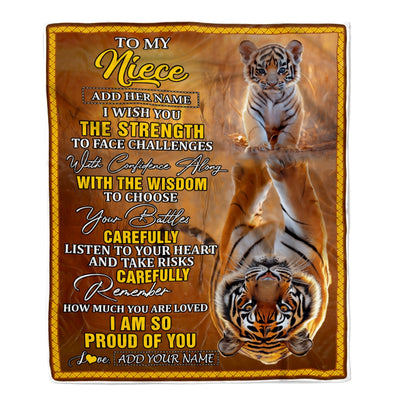 Personalized To My Niece Gifts Blanket From Aunt Uncle Auntie I Wish You The Strength Tiger Niece Birthday Gifts Christmas Graduation Custom Fleece Blanket | teecentury