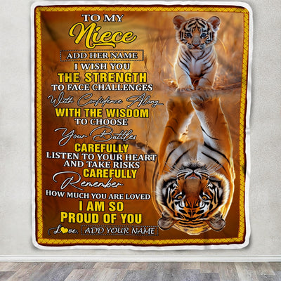 Personalized To My Niece Gifts Blanket From Aunt Uncle Auntie I Wish You The Strength Tiger Niece Birthday Gifts Christmas Graduation Custom Fleece Blanket | teecentury