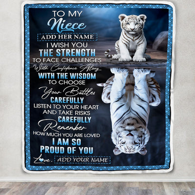 Personalized To My Niece Gifts Blanket From Aunt Uncle Auntie I Wish You The Strength White Tier Niece Birthday Gifts Christmas Custom Fleece Throw Blanket | teecentury