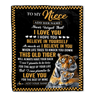 Personalized To My Niece Gifts Blanket From Aunt Uncle Auntie This Old Tiger Love You Niece Birthday Gifts Graduation Christmas Customized Fleece Blanket | teecentury