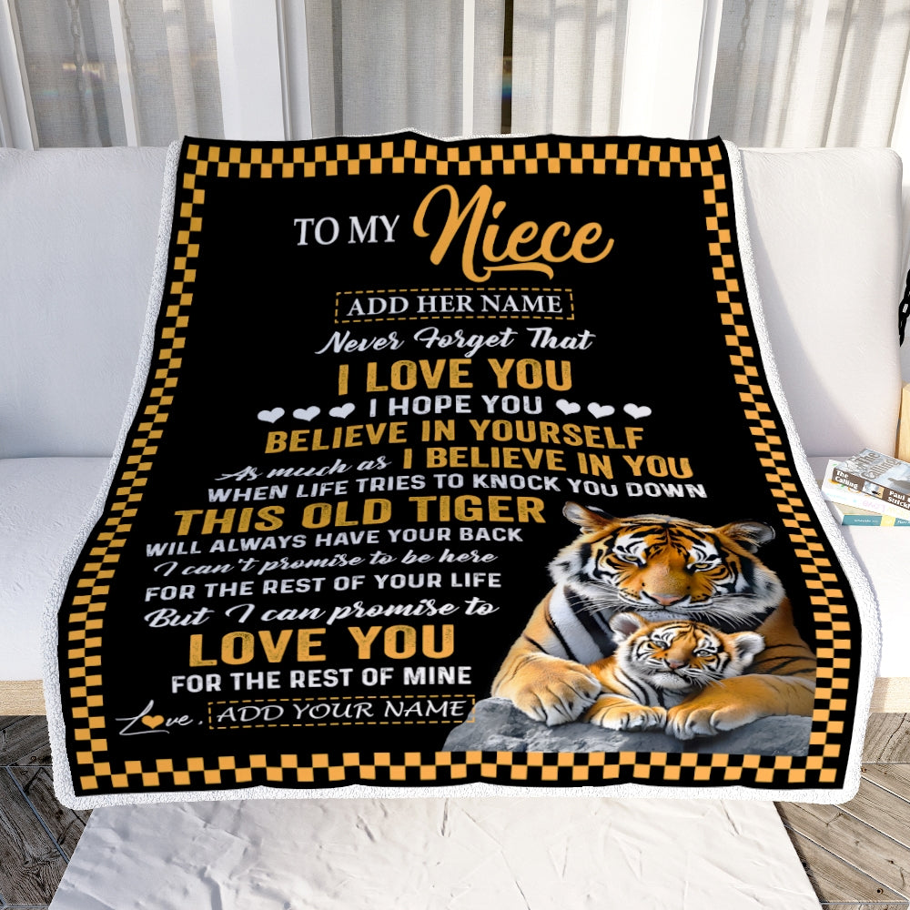Personalized To My Niece Gifts Blanket From Aunt Uncle Auntie This Old Tiger Love You Niece Birthday Gifts Graduation Christmas Customized Fleece Blanket | teecentury
