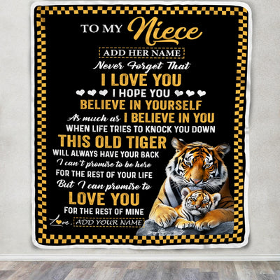 Personalized To My Niece Gifts Blanket From Aunt Uncle Auntie This Old Tiger Love You Niece Birthday Gifts Graduation Christmas Customized Fleece Blanket | teecentury