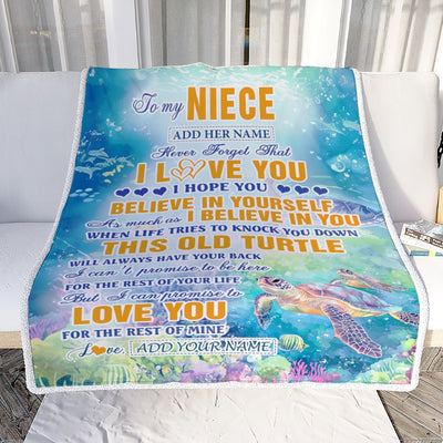 Personalized To My Niece Gifts Blanket From Aunt Uncle Auntie This Old Turtle Love You Niece Birthday Gifts Graduation Christmas Customized Fleece Blanket | teecentury