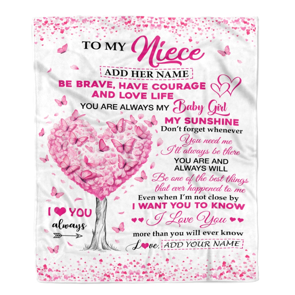Personalized To My Niece Gifts Blanket From Aunt Uncle Auntie Tree I Love You Always Niece Birthday Gifts Mothers Day Christmas Custom Fleece Throw Blanket | teecentury