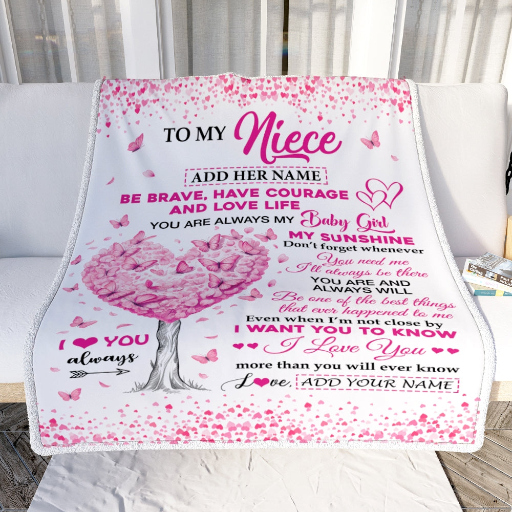 Personalized To My Niece Gifts Blanket From Aunt Uncle Auntie Tree I Love You Always Niece Birthday Gifts Mothers Day Christmas Custom Fleece Throw Blanket | teecentury