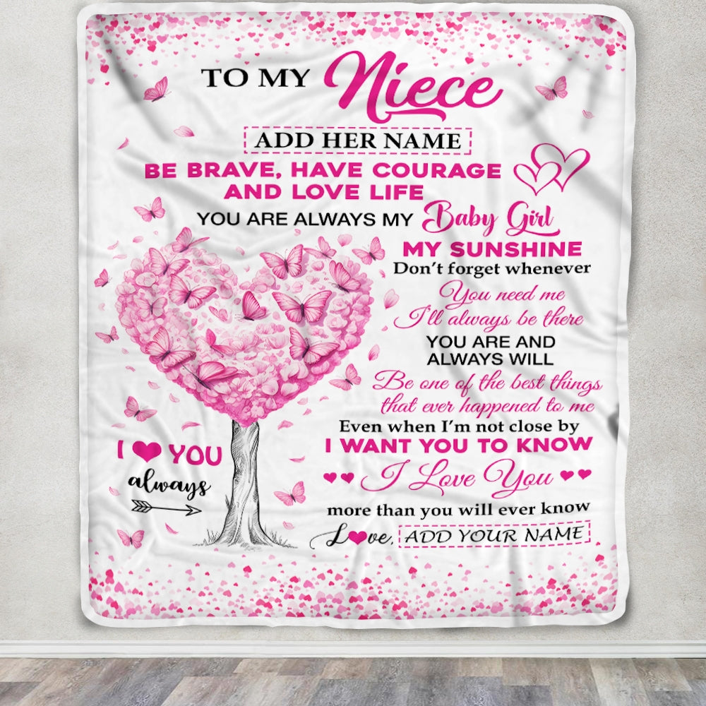 Personalized To My Niece Gifts Blanket From Aunt Uncle Auntie Tree I Love You Always Niece Birthday Gifts Mothers Day Christmas Custom Fleece Throw Blanket | teecentury