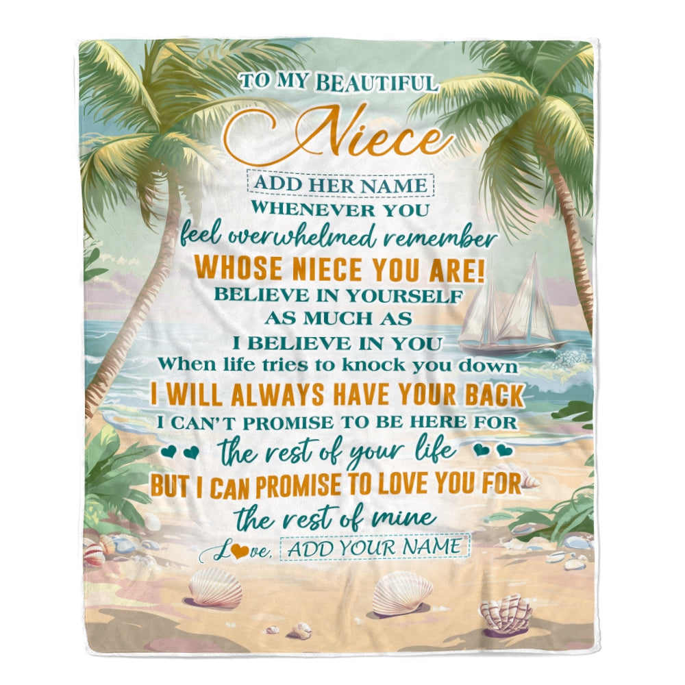 Personalized To My Niece Gifts Blanket From Aunt Uncle Auntie Whenever You Feel Beach Niece Birthday Gifts Graduation Christmas Customized Fleece Blanket | teecentury