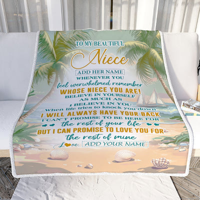 Personalized To My Niece Gifts Blanket From Aunt Uncle Auntie Whenever You Feel Beach Niece Birthday Gifts Graduation Christmas Customized Fleece Blanket | teecentury