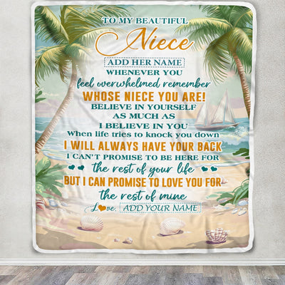 Personalized To My Niece Gifts Blanket From Aunt Uncle Auntie Whenever You Feel Beach Niece Birthday Gifts Graduation Christmas Customized Fleece Blanket | teecentury