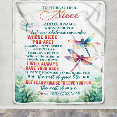 Personalized To My Niece Gifts Blanket From Aunt Uncle Auntie Whenever You Feel Dragonfly Niece Birthday Gifts Graduation Christmas Customized Fleece Blanket | teecentury