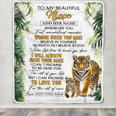 Personalized To My Niece Gifts Blanket From Aunt Uncle Auntie Whenever You Feel Tiger Niece Birthday Gifts Graduation Christmas Customized Fleece Blanket | teecentury