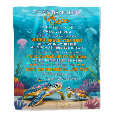 Personalized To My Niece Gifts Blanket From Aunt Uncle Auntie Whenever You Feel Turtle Niece Birthday Gifts Graduation Christmas Customized Fleece Blanket | teecentury