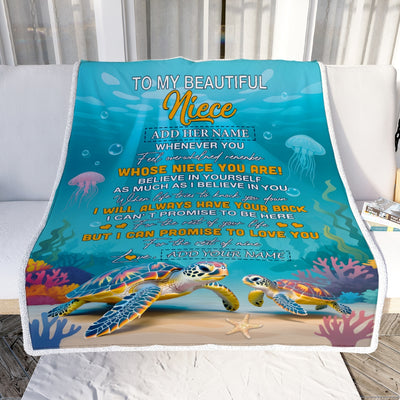 Personalized To My Niece Gifts Blanket From Aunt Uncle Auntie Whenever You Feel Turtle Niece Birthday Gifts Graduation Christmas Customized Fleece Blanket | teecentury