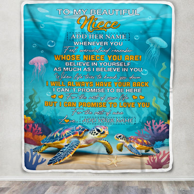 Personalized To My Niece Gifts Blanket From Aunt Uncle Auntie Whenever You Feel Turtle Niece Birthday Gifts Graduation Christmas Customized Fleece Blanket | teecentury