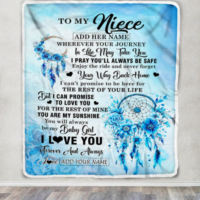 Personalized To My Niece Gifts Blanket From Aunt Uncle Auntie Wherever Your Journey In Life Dream Catcher Niece Birthday Gifts Warm Customized Fleece Throw Blanket | teecentury