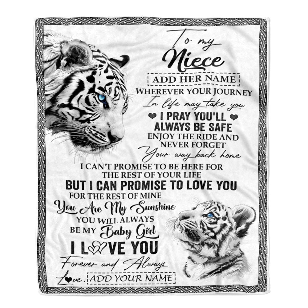 Personalized To My Niece Gifts Blanket From Aunt Uncle Auntie Wherever Your Journey In Life White Tier Niece Birthday Gifts Christmas Custom Fleece Blanket | teecentury