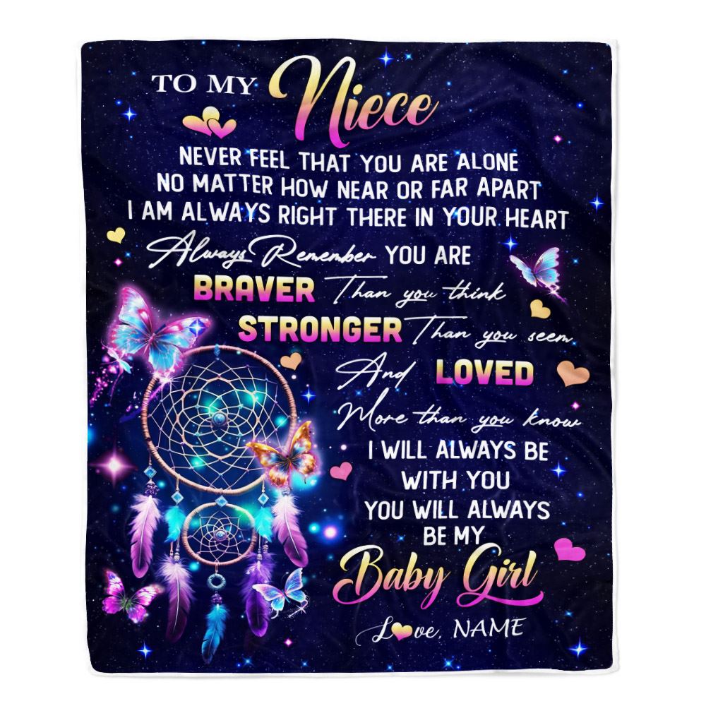 Personalized To My Niece Gifts Blanket From Aunt Uncle Dream Catcher Butterfly Girl Niece Gifts Birthday Graduation Christmas Customized Fleece Throw Blanket | teecentury