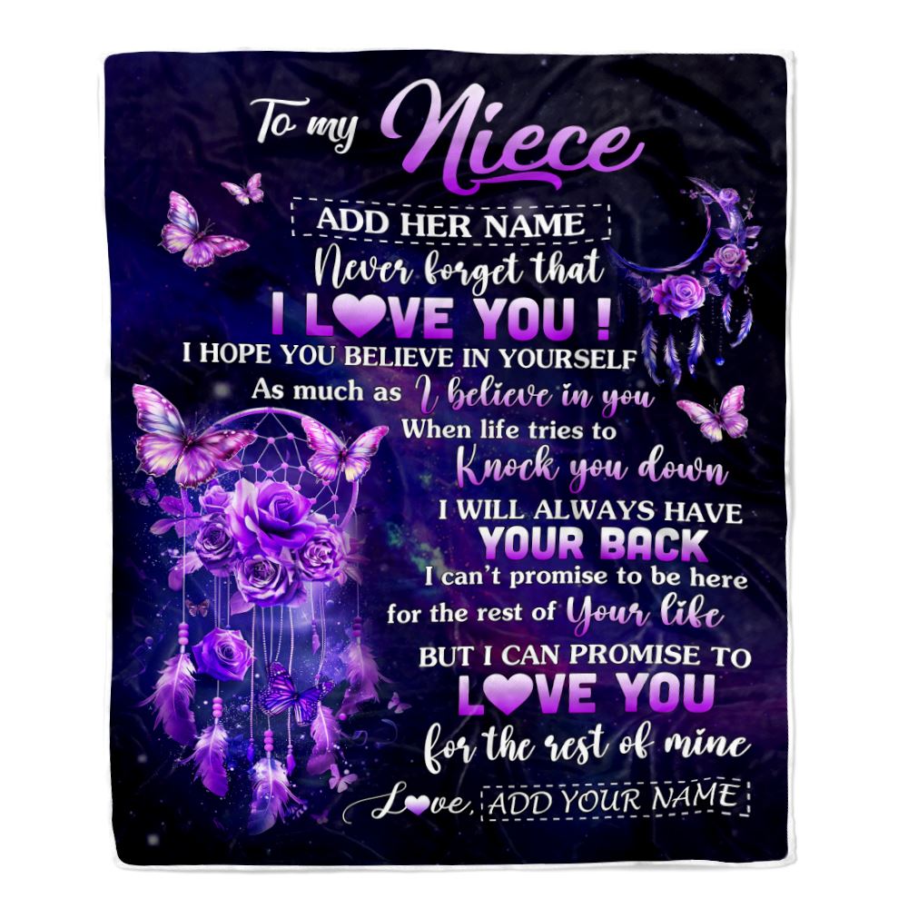 Personalized To My Niece Gifts Blanket From Aunt Uncle Floral Butterfly Love You Niece Birthday Gifts Graduation Christmas Customized Fleece Blanket | teecentury