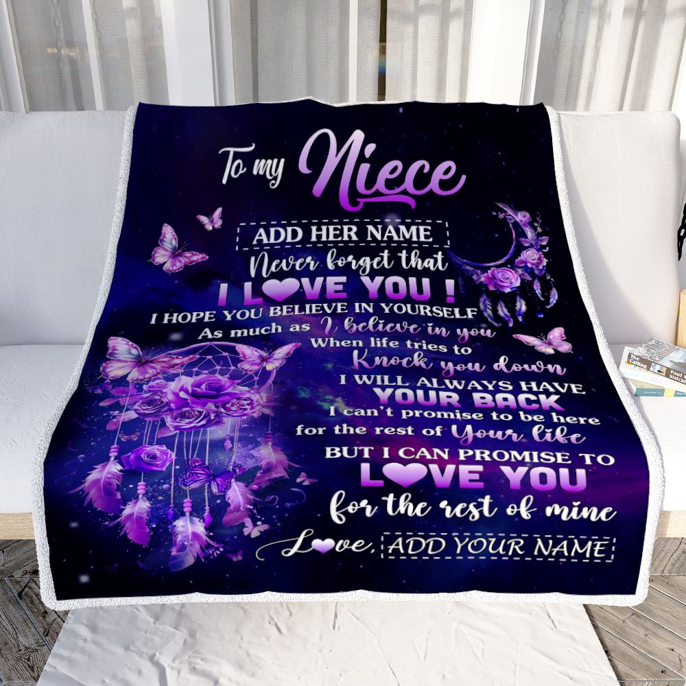 Personalized To My Niece Gifts Blanket From Aunt Uncle Floral Butterfly Love You Niece Birthday Gifts Graduation Christmas Customized Fleece Blanket | teecentury