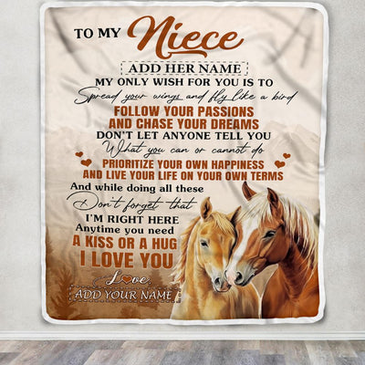 Personalized To My Niece Gifts Blanket From Aunt Uncle Horse My Only Wish For You Niece Birthday Gifts Graduation Christmas Customized Fleece Throw Blanket | teecentury