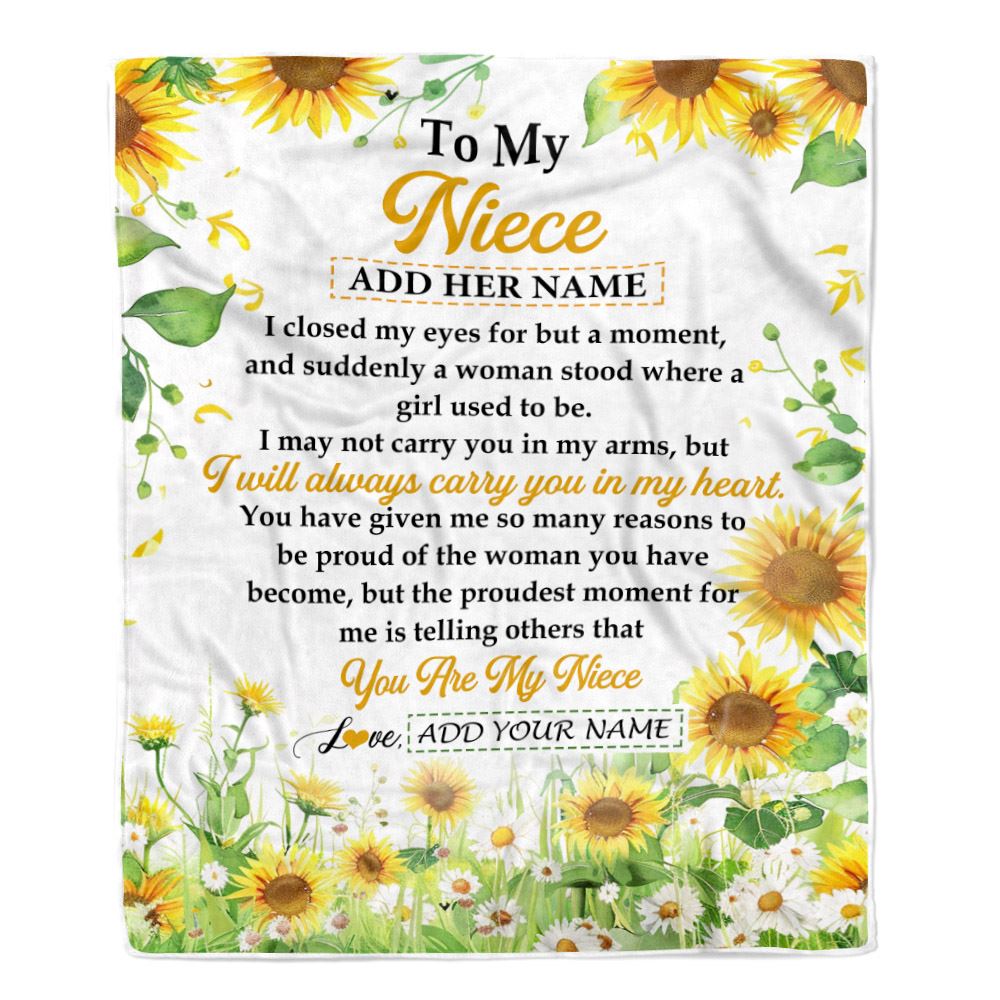 Personalized To My Niece Gifts Blanket From Aunt Uncle I Closed My Eyes Sunflower Best Niece Birthday Gifts Graduation Christmas Customized Fleece Blanket | teecentury