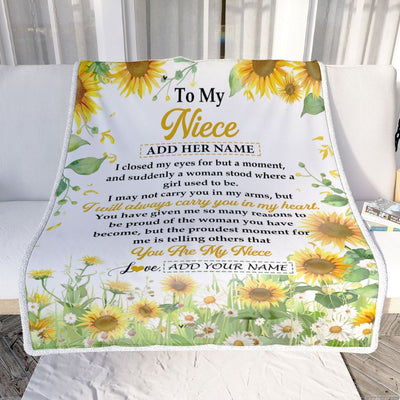 Personalized To My Niece Gifts Blanket From Aunt Uncle I Closed My Eyes Sunflower Best Niece Birthday Gifts Graduation Christmas Customized Fleece Blanket | teecentury