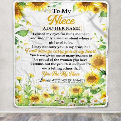 Personalized To My Niece Gifts Blanket From Aunt Uncle I Closed My Eyes Sunflower Best Niece Birthday Gifts Graduation Christmas Customized Fleece Blanket | teecentury