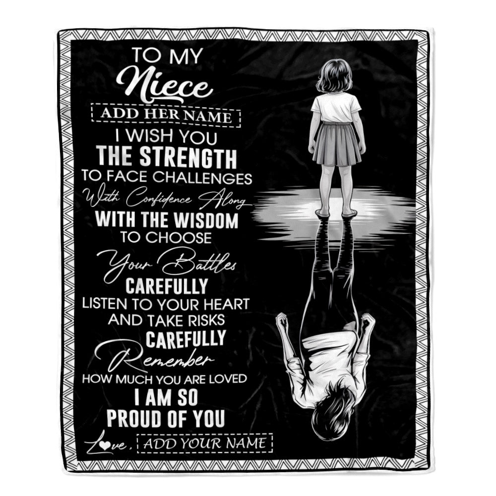 Personalized To My Niece Gifts Blanket From Aunt Uncle I Wish You The Strength Aunt Niece Birthday Gifts Christmas Graduation Custom Fleece Throw Blanket | teecentury