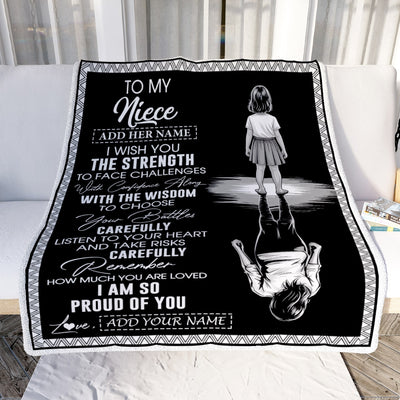 Personalized To My Niece Gifts Blanket From Aunt Uncle I Wish You The Strength Aunt Niece Birthday Gifts Christmas Graduation Custom Fleece Throw Blanket | teecentury