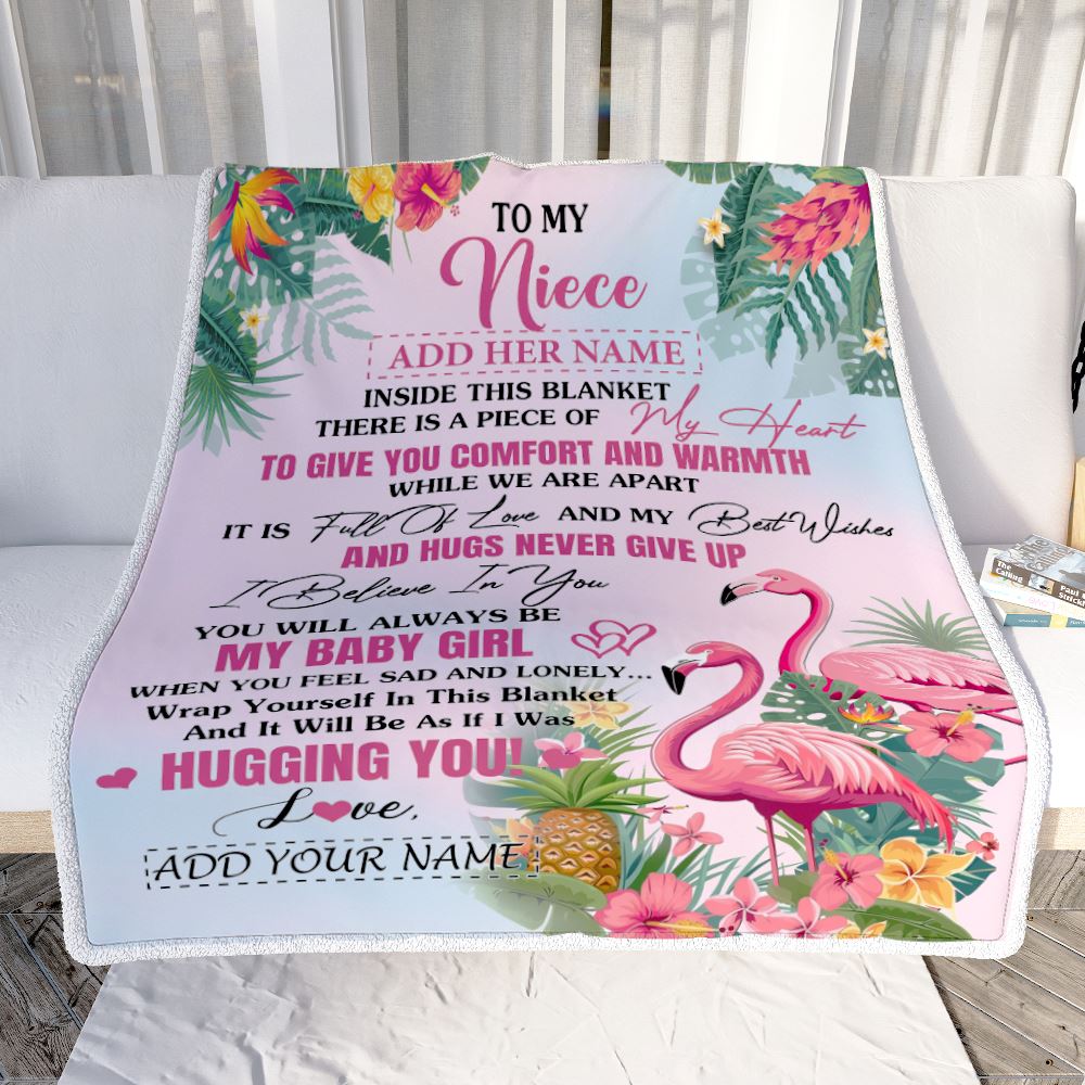 Personalized To My Niece Gifts Blanket From Aunt Uncle Inside This Blanket Flamingo Best Niece Birthday Gifts Graduation Christmas Customized Fleece Blanket | teecentury