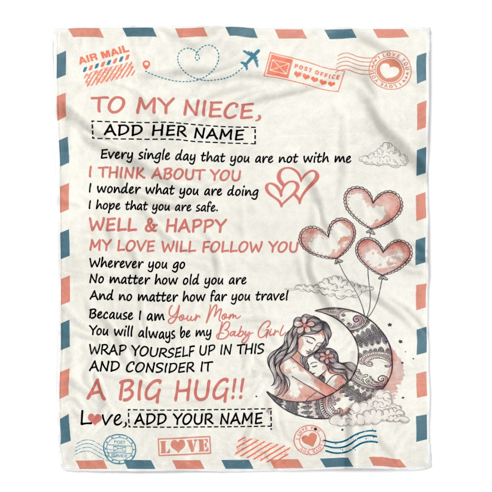 Personalized To My Niece Gifts Blanket From Aunt Uncle Long Distance Letter Blanket For Niece Birthday Gifts Graduation Christmas Customized Fleece Blanket | teecentury