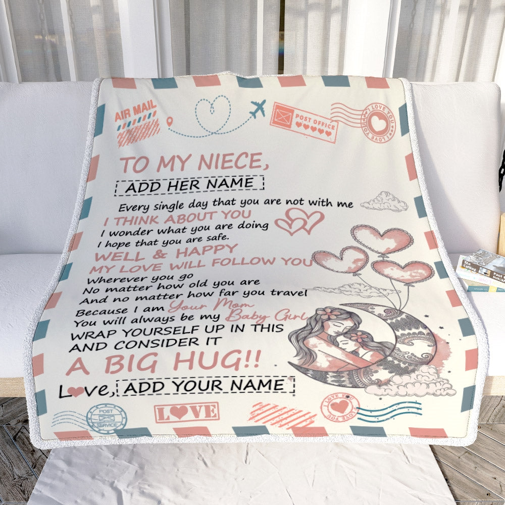 Personalized To My Niece Gifts Blanket From Aunt Uncle Long Distance Letter Blanket For Niece Birthday Gifts Graduation Christmas Customized Fleece Blanket | teecentury
