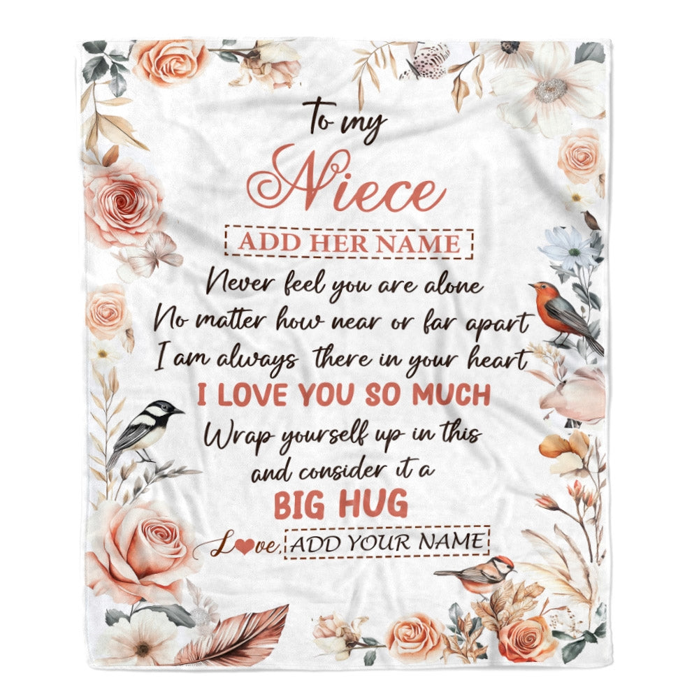 Personalized To My Niece Gifts Blanket From Aunt Uncle Never Feel You Are Alone Birthday Gifts For Niece Graduation Christmas Customized Fleece Blanket | teecentury