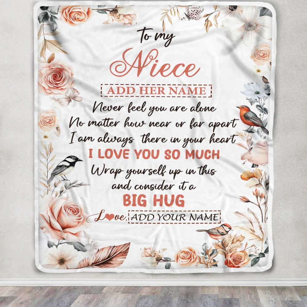 Personalized To My Niece Gifts Blanket From Aunt Uncle Never Feel You Are Alone Birthday Gifts For Niece Graduation Christmas Customized Fleece Blanket | teecentury