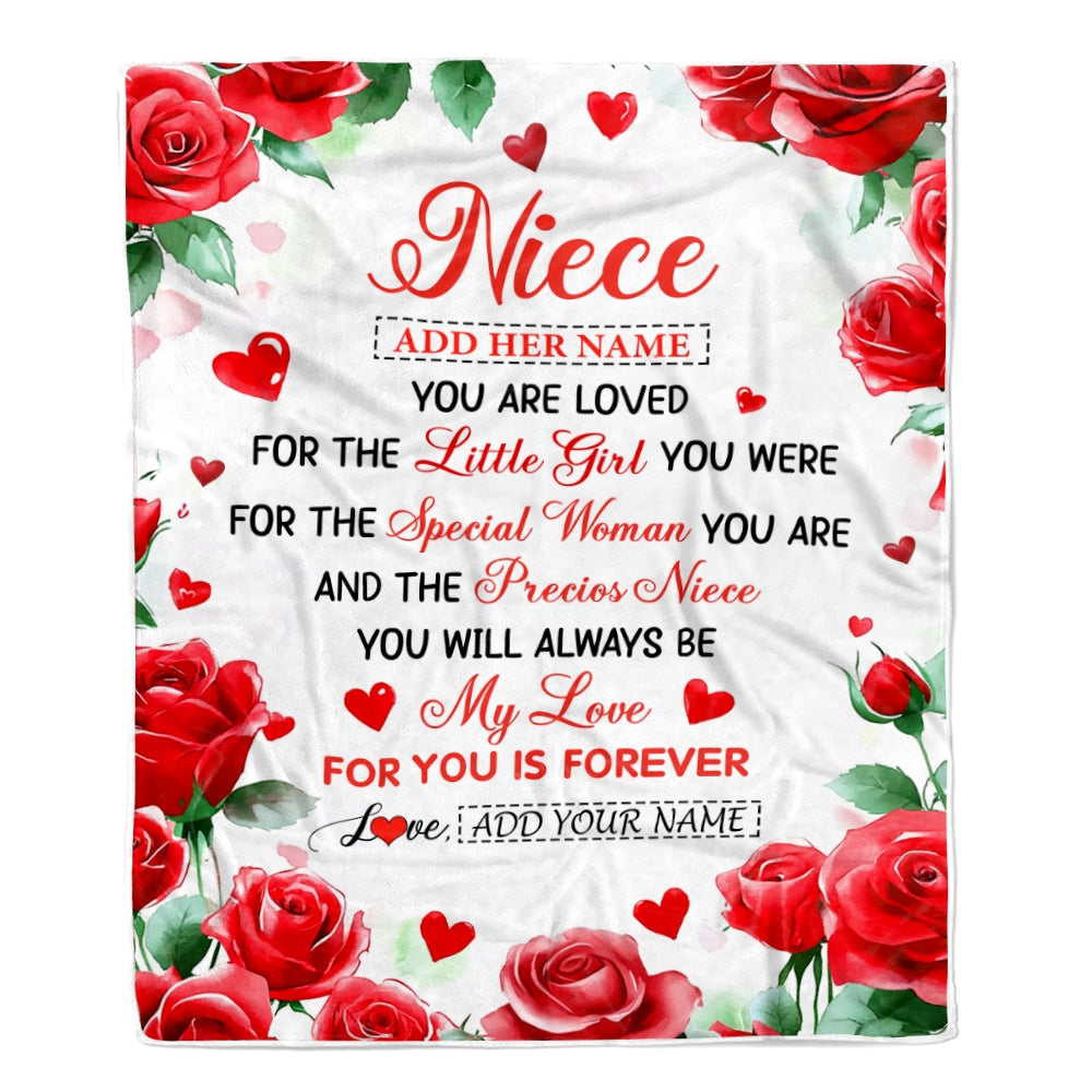 Personalized To My Niece Gifts Blanket From Aunt Uncle Rose Flower Present For Adult Birthday Gifts For Niece Christmas Graduation Custom Fleece Blanket | teecentury