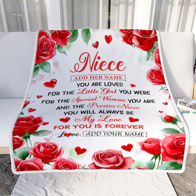 Personalized To My Niece Gifts Blanket From Aunt Uncle Rose Flower Present For Adult Birthday Gifts For Niece Christmas Graduation Custom Fleece Blanket | teecentury
