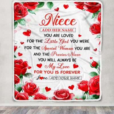 Personalized To My Niece Gifts Blanket From Aunt Uncle Rose Flower Present For Adult Birthday Gifts For Niece Christmas Graduation Custom Fleece Blanket | teecentury