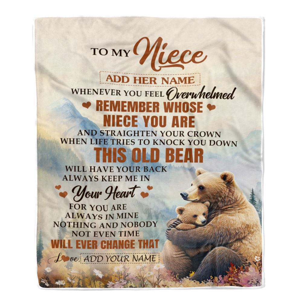 Personalized To My Niece Gifts Blanket From Aunt Uncle Whenever Bear Unique Birthday Gifts For Niece Graduation Christmas Customized Custom Fleece Blanket | teecentury