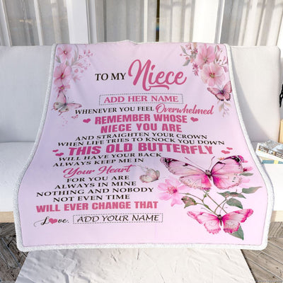Personalized To My Niece Gifts Blanket From Aunt Uncle Whenever Butterfly Unique Birthday Gifts For Niece Graduation Christmas Customized Fleece Blanket | teecentury