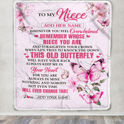 Personalized To My Niece Gifts Blanket From Aunt Uncle Whenever Butterfly Unique Birthday Gifts For Niece Graduation Christmas Customized Fleece Blanket | teecentury