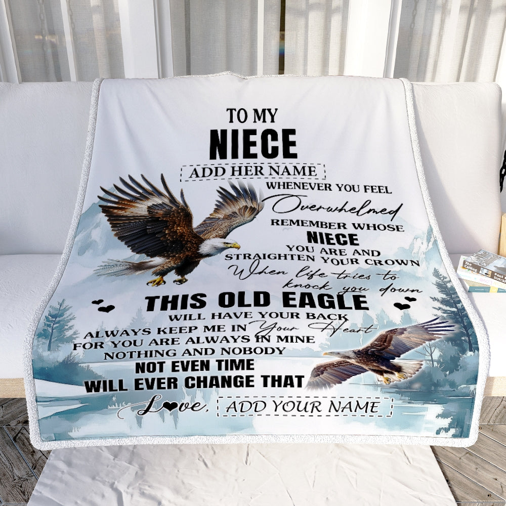 Personalized To My Niece Gifts Blanket From Aunt Uncle Whenever Eagle Unique Birthday Gifts For Niece Graduation Christmas Customized Custom Fleece Blanket | teecentury