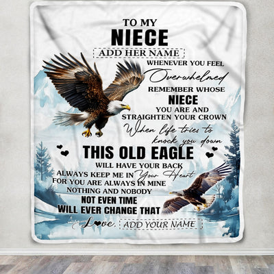 Personalized To My Niece Gifts Blanket From Aunt Uncle Whenever Eagle Unique Birthday Gifts For Niece Graduation Christmas Customized Custom Fleece Blanket | teecentury