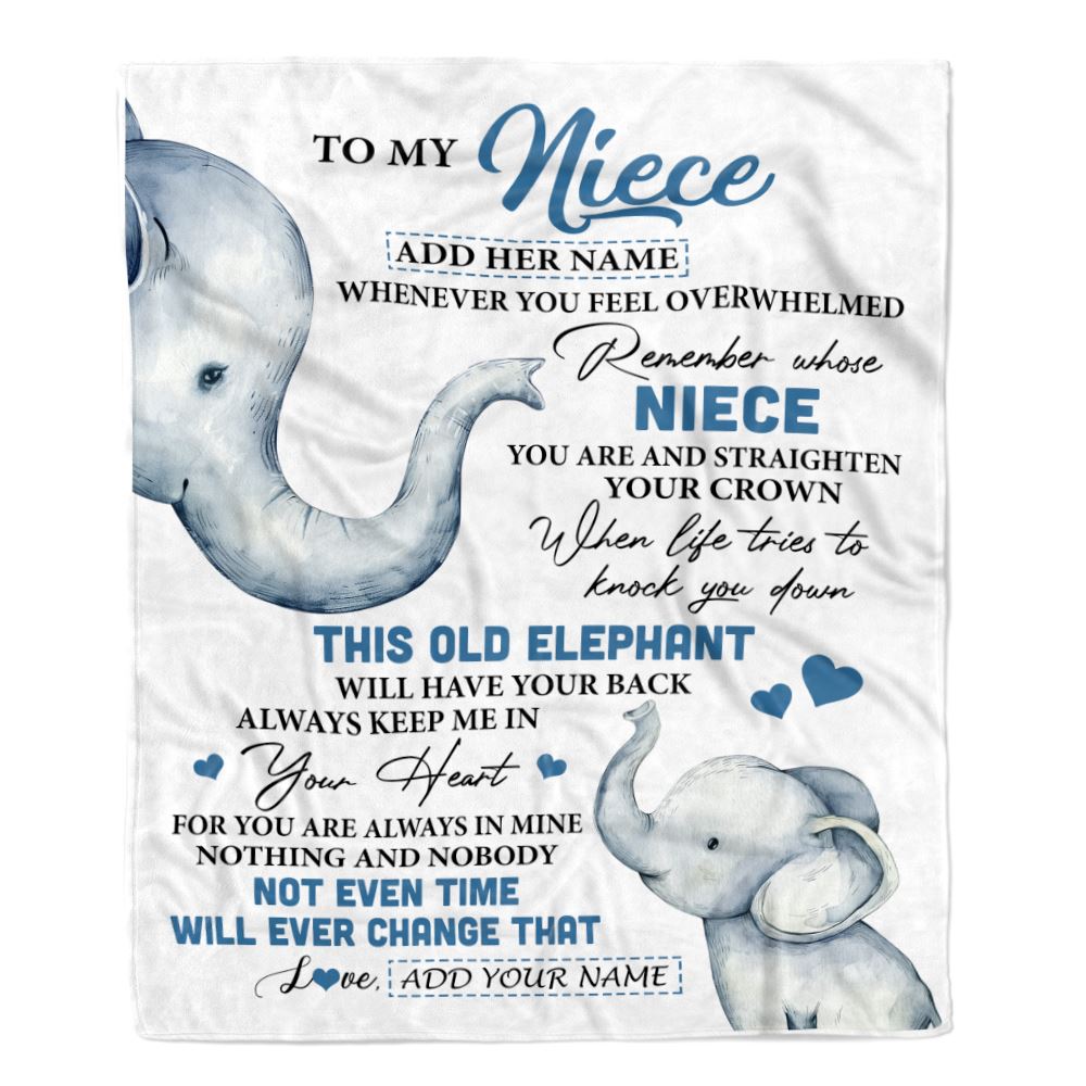 Personalized To My Niece Gifts Blanket From Aunt Uncle Whenever Elephant Unique Birthday Gifts For Niece Graduation Christmas Customized Custom Fleece Blanket | teecentury