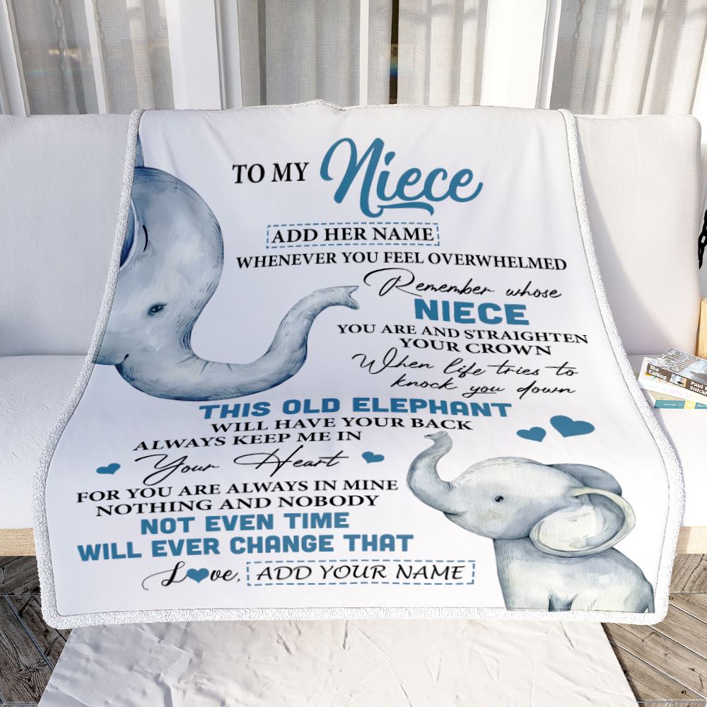 Personalized To My Niece Gifts Blanket From Aunt Uncle Whenever Elephant Unique Birthday Gifts For Niece Graduation Christmas Customized Custom Fleece Blanket | teecentury