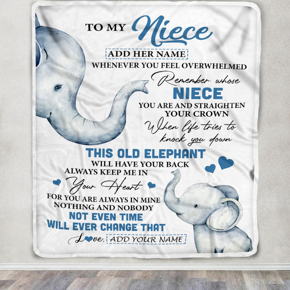 Personalized To My Niece Gifts Blanket From Aunt Uncle Whenever Elephant Unique Birthday Gifts For Niece Graduation Christmas Customized Custom Fleece Blanket | teecentury