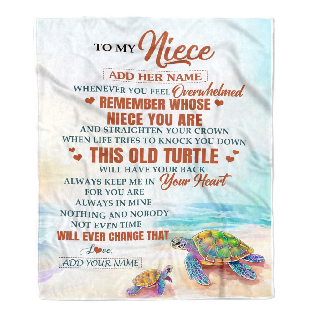 Personalized To My Niece Gifts Blanket From Aunt Uncle Whenever Turtle Unique Birthday Gifts For Niece Graduation Christmas Customized Custom Fleece Blanket | teecentury