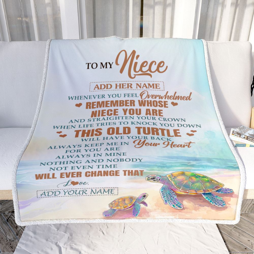 Personalized To My Niece Gifts Blanket From Aunt Uncle Whenever Turtle Unique Birthday Gifts For Niece Graduation Christmas Customized Custom Fleece Blanket | teecentury