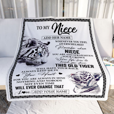 Personalized To My Niece Gifts Blanket From Aunt Uncle Whenever White Tiger Unique Birthday Gifts For Niece Graduation Christmas Customized Fleece Blanket | teecentury